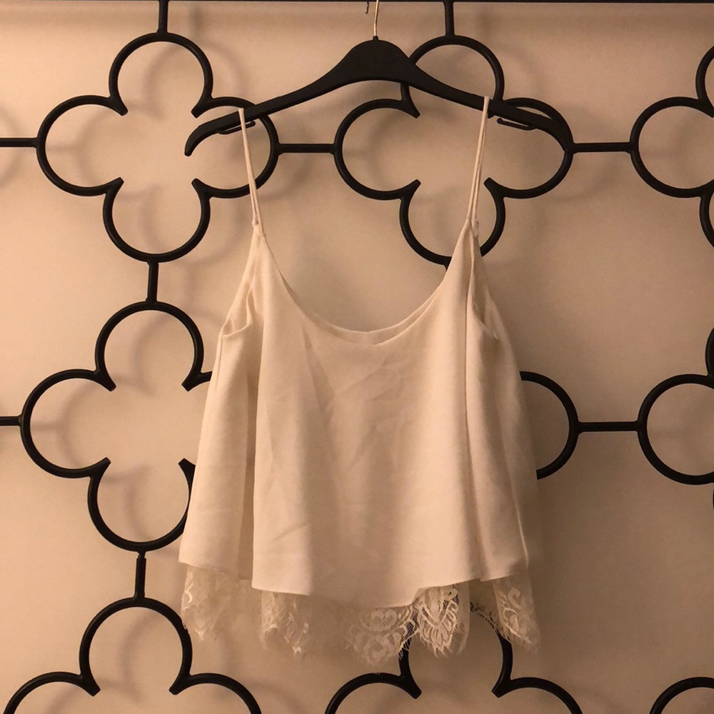 Zara White Lace Detailed Crop Top